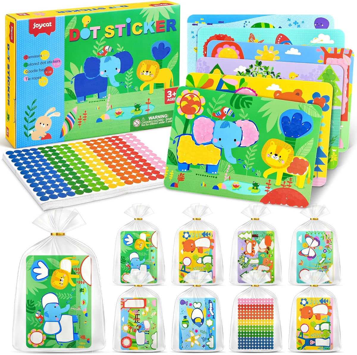 JoyCat 24 Pack Dot Art Party Favors, 4800+ Colored Dot Stickers