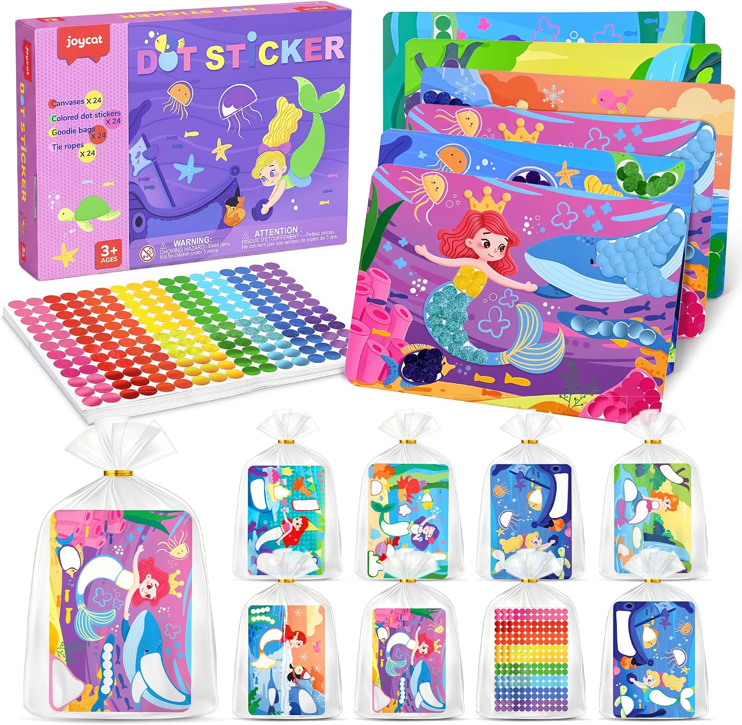 JoyCat 24 Pack Mermaid Dot Art Party Favors, 4800+ Dot Stickers
