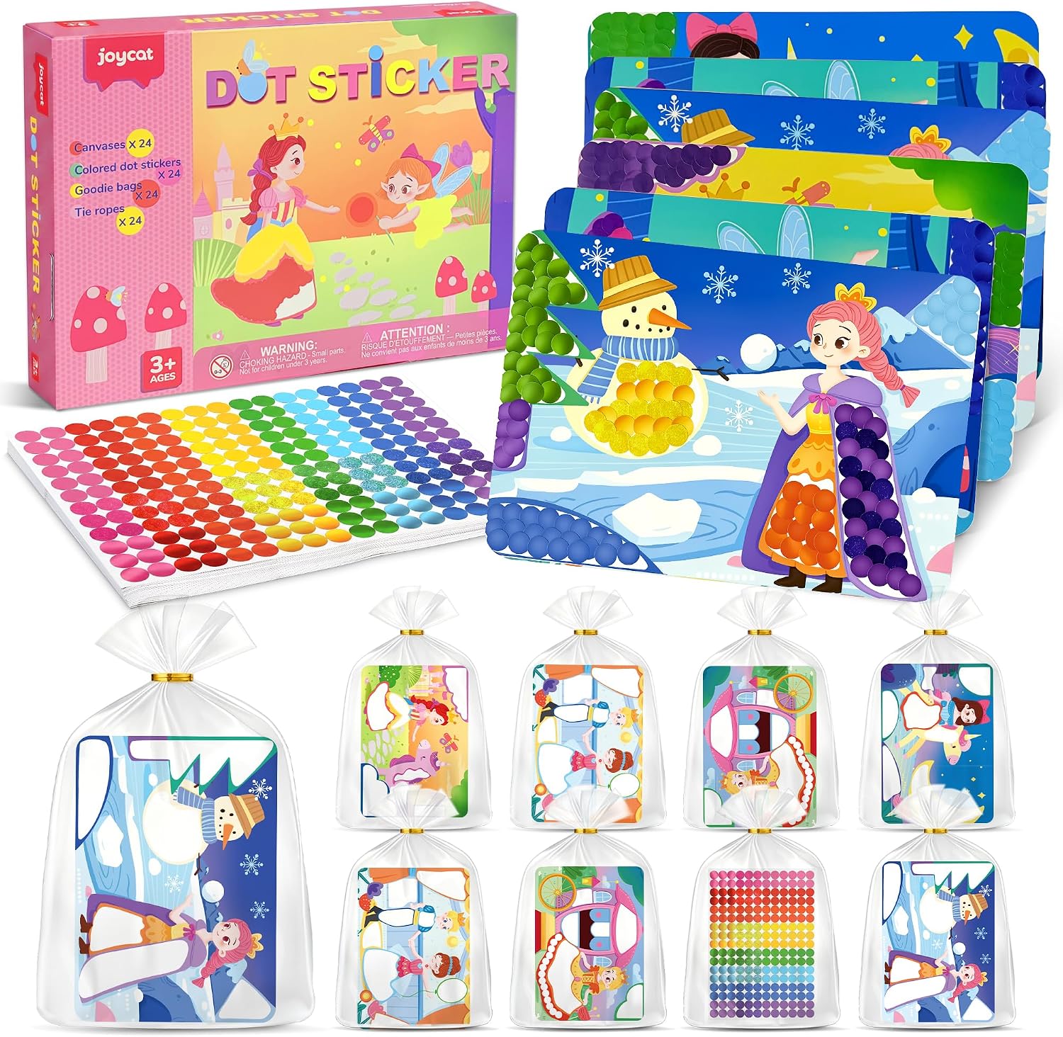 JoyCat 24 Pack Princess Dot Art Party Favors, 4800+ Dot Stickers