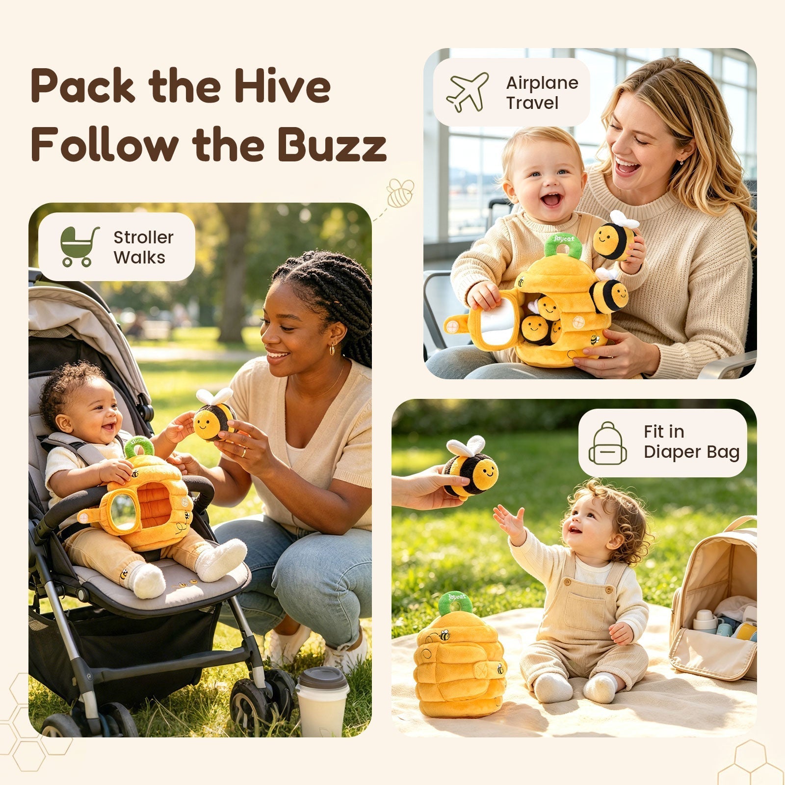 JoyCat Baby Toys Beehive Toy with 5 Sensory Bees