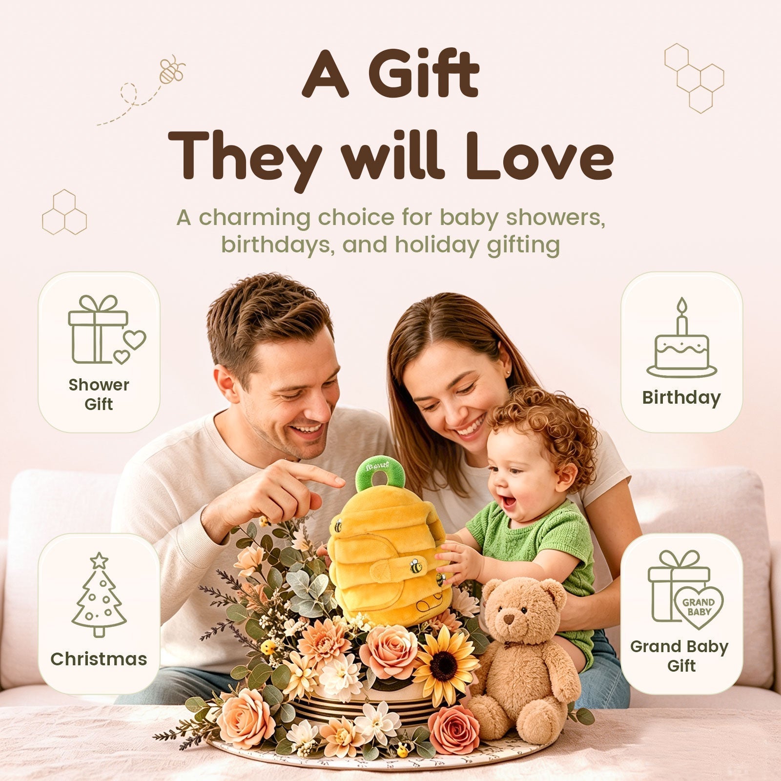 JoyCat Baby Toys Beehive Toy with 5 Sensory Bees