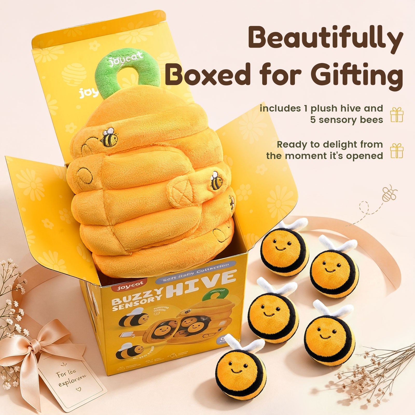 JoyCat Baby Toys Beehive Toy with 5 Sensory Bees