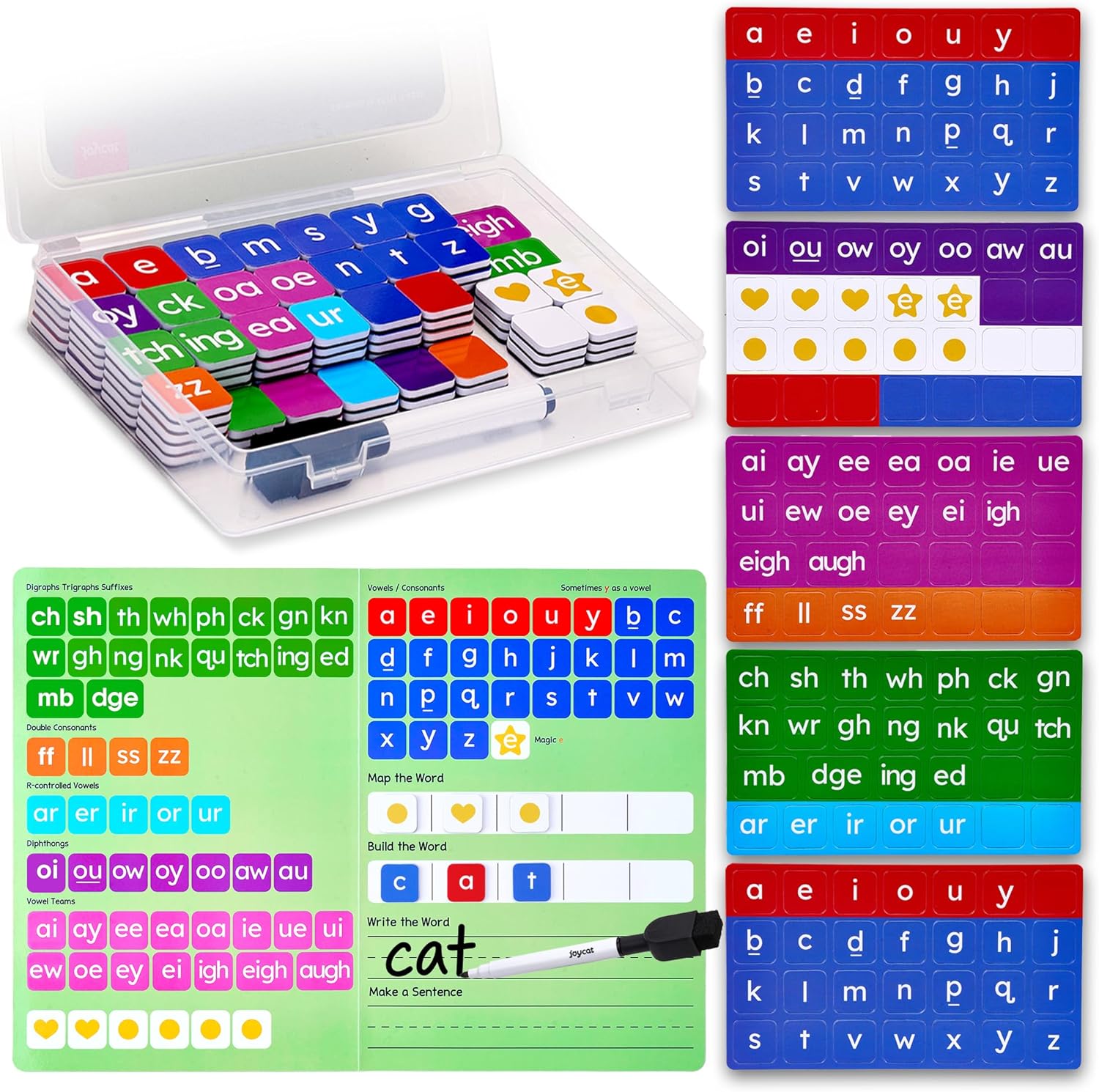 JoyCat 138PCS Magnetic Letter Tiles Set for Kids 3+