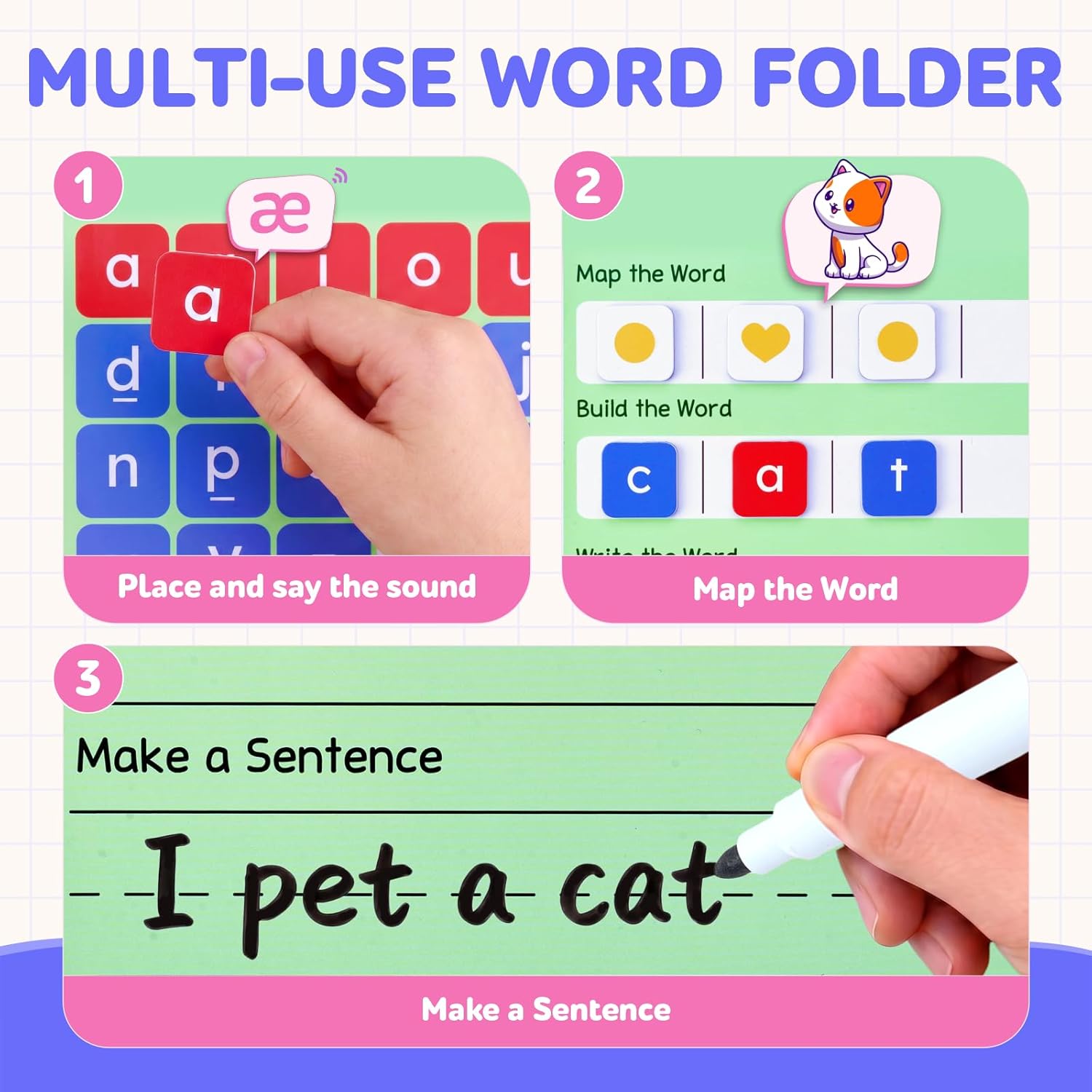 JoyCat 138PCS Magnetic Letter Tiles Set for Kids 3+