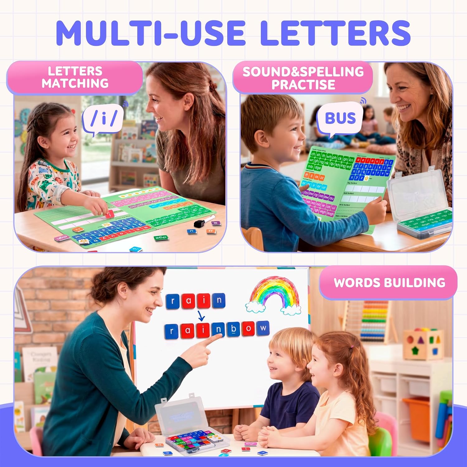 JoyCat 138PCS Magnetic Letter Tiles Set for Kids 3+