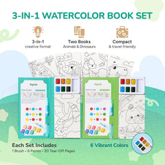JoyCat 2 Pack Animals & Dinosaurs Paint with Water Coloring Books for Kids Ages 3-8