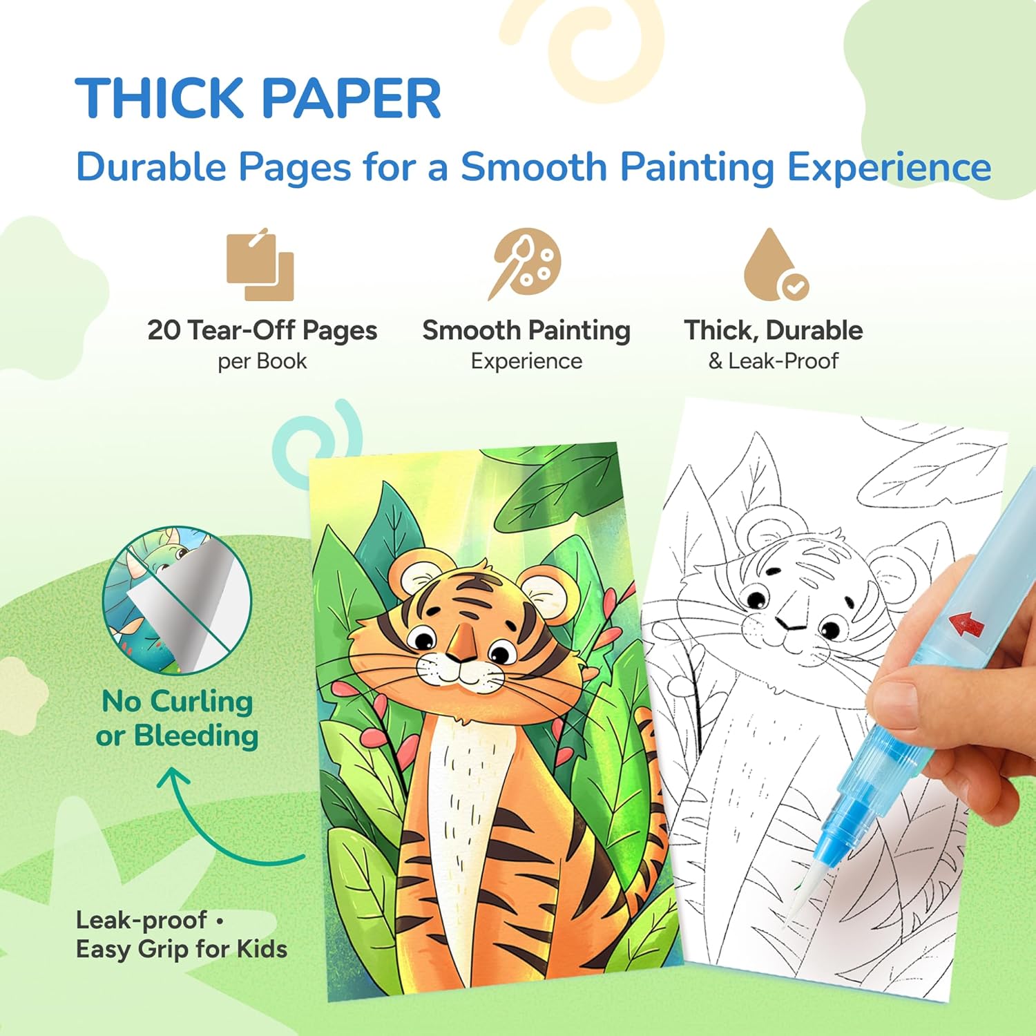 JoyCat 2 Pack Animals & Dinosaurs Paint with Water Coloring Books for Kids Ages 3-8
