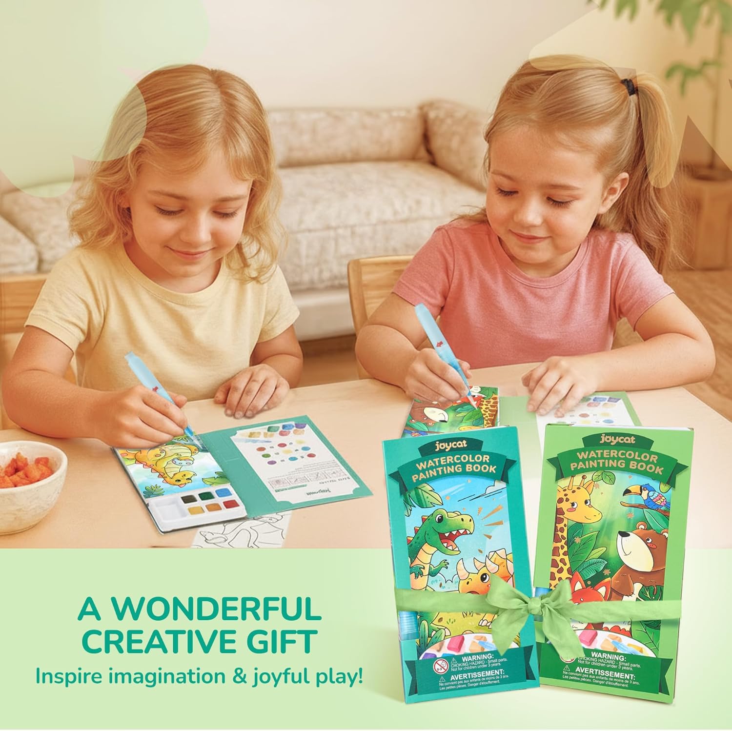 JoyCat 2 Pack Animals & Dinosaurs Paint with Water Coloring Books for Kids Ages 3-8