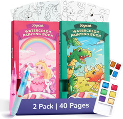 JoyCat 2 Pack Magical Pony & Dinosaurs Paint with Water Coloring Books for Kids Ages 3-8