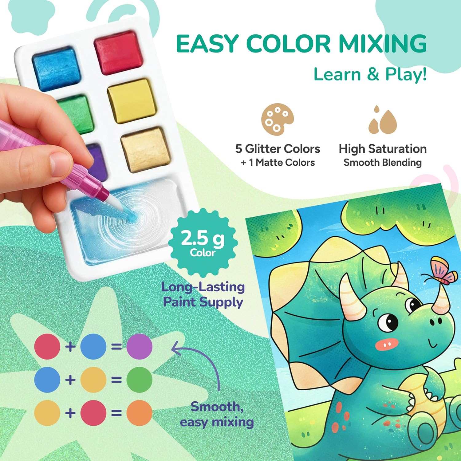 JoyCat 2 Pack Magical Pony & Dinosaurs Paint with Water Coloring Books for Kids Ages 3-8