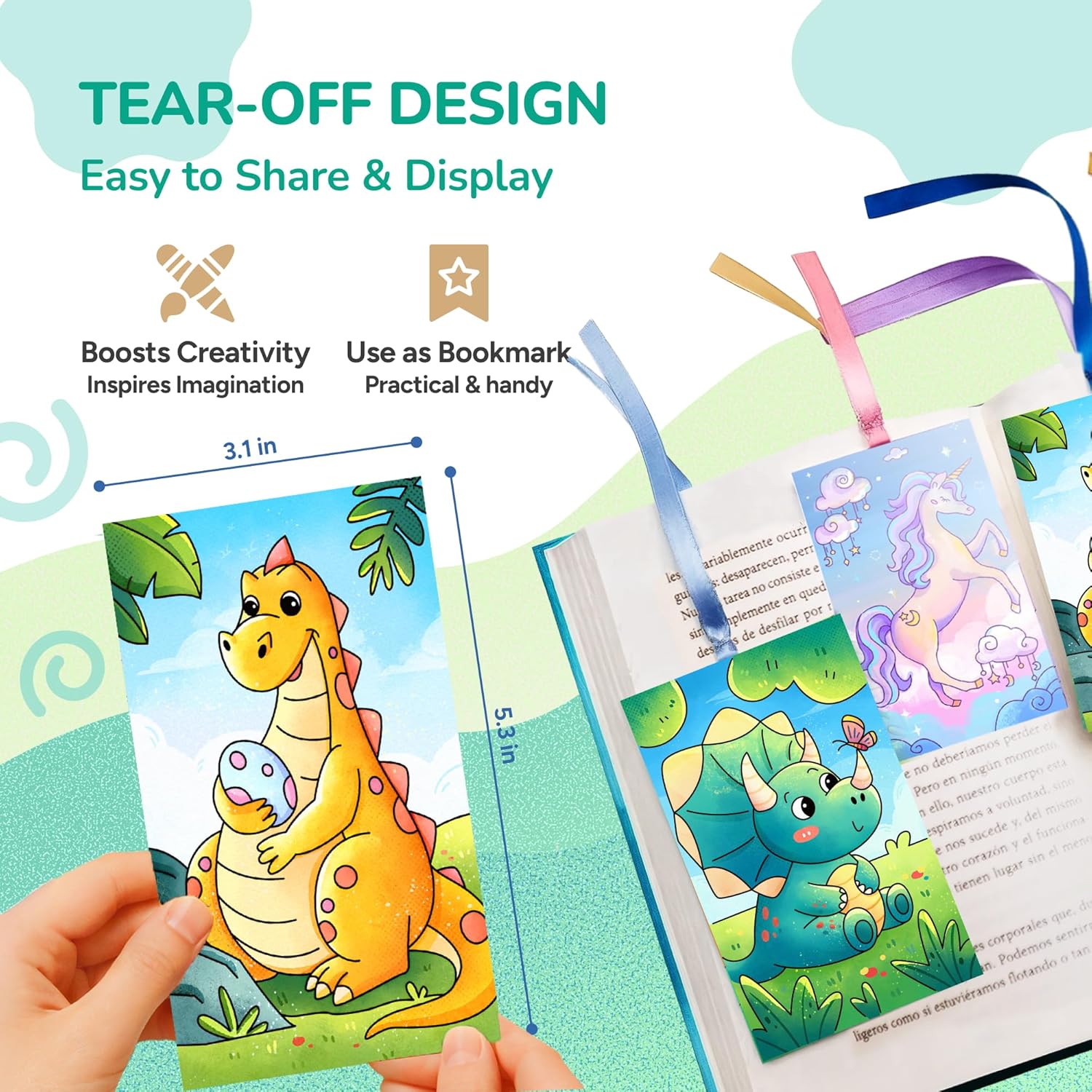 JoyCat 2 Pack Magical Pony & Dinosaurs Paint with Water Coloring Books for Kids Ages 3-8