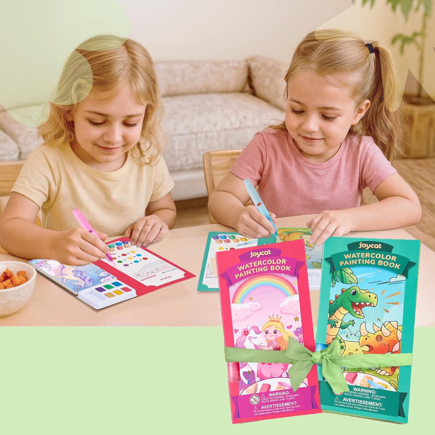 JoyCat 2 Pack Magical Pony & Dinosaurs Paint with Water Coloring Books for Kids Ages 3-8