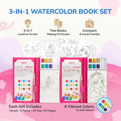JoyCat 2 Pack Makeup & Princess Paint with Water Coloring Books for Kids Ages 3-8