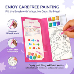JoyCat 2 Pack Makeup & Princess Paint with Water Coloring Books for Kids Ages 3-8