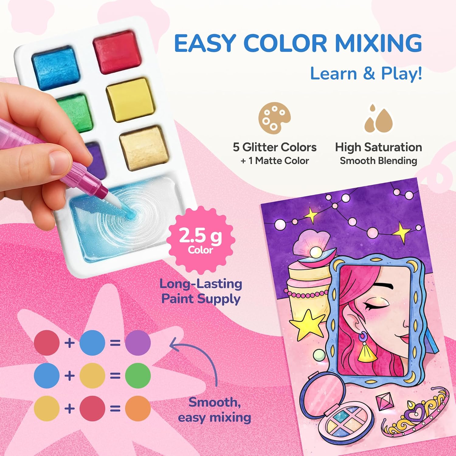 JoyCat 2 Pack Makeup & Princess Paint with Water Coloring Books for Kids Ages 3-8