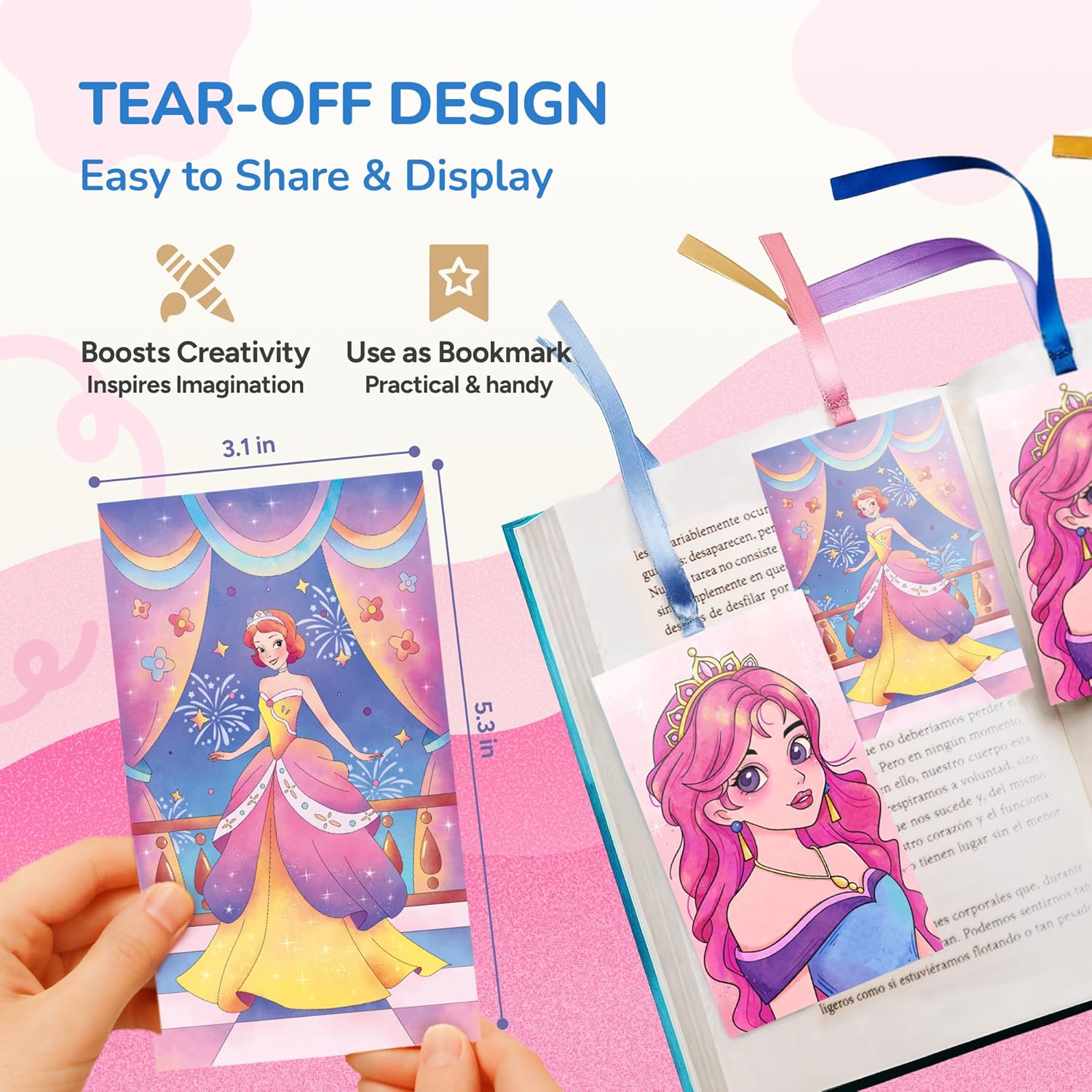 JoyCat 2 Pack Makeup & Princess Paint with Water Coloring Books for Kids Ages 3-8