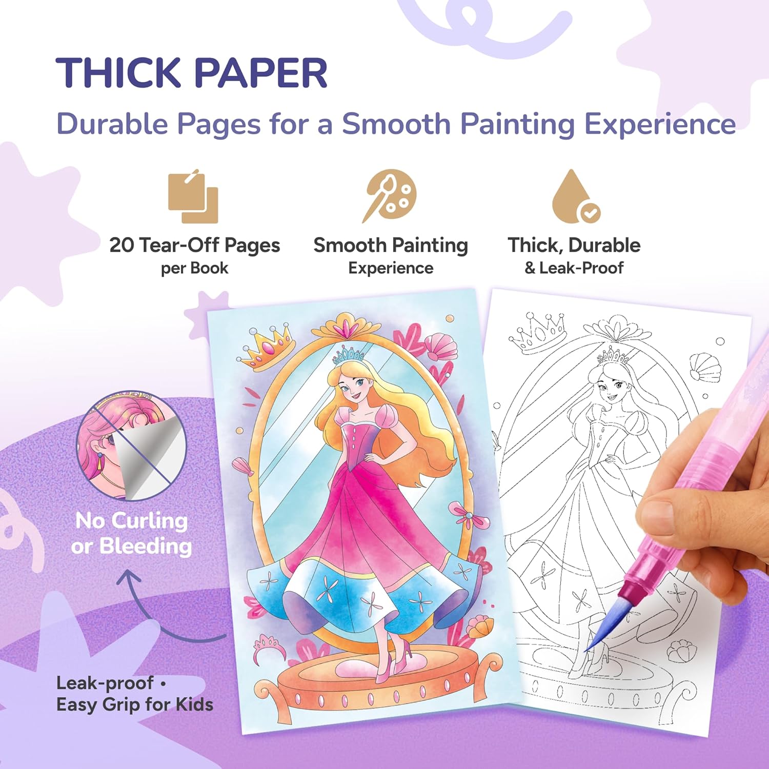 JoyCat 2 Pack Makeup & Princess Paint with Water Coloring Books for Kids Ages 3-8