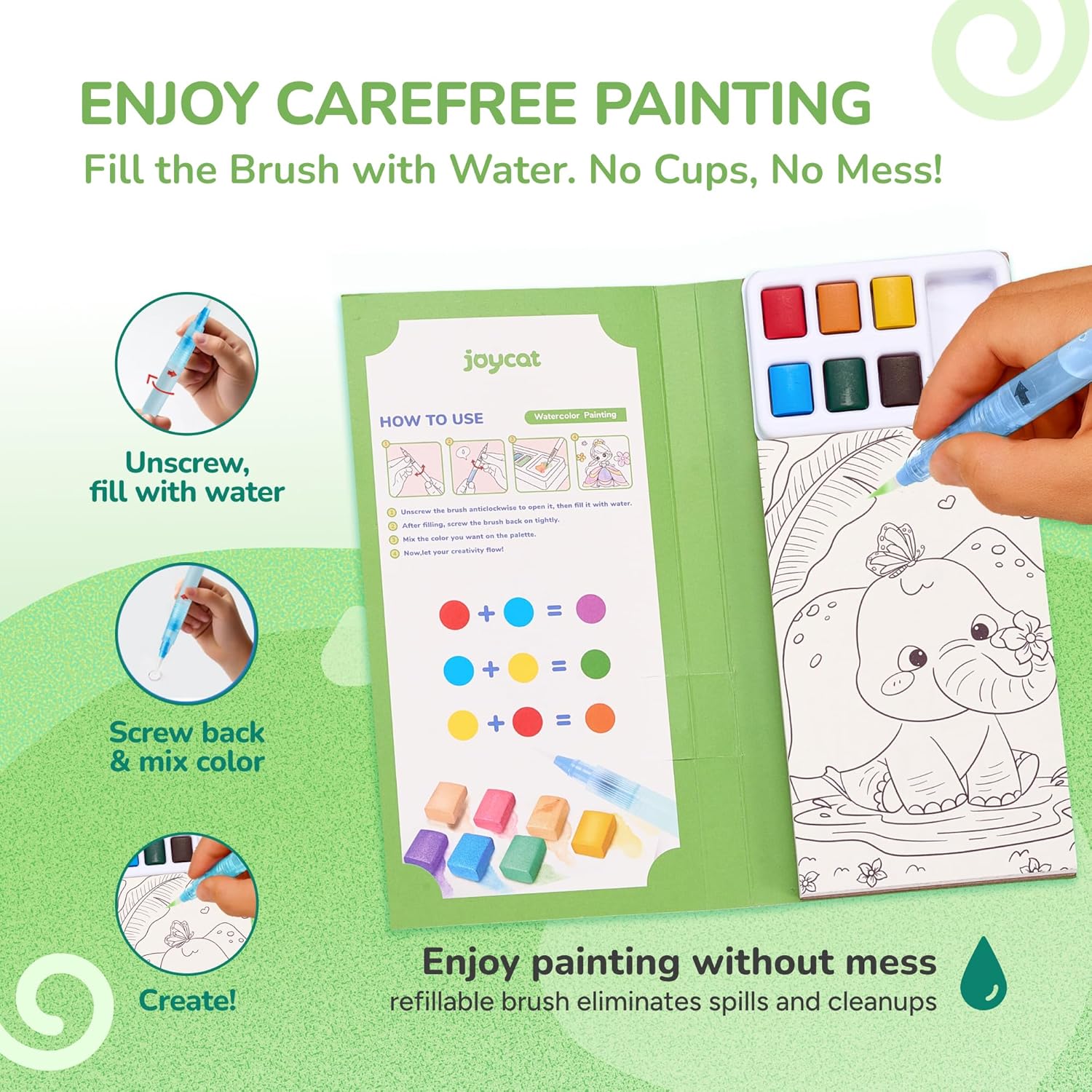 JoyCat 2 Pack Ocean Princess & Animals Paint with Water Coloring Books for Kids Ages 3-8