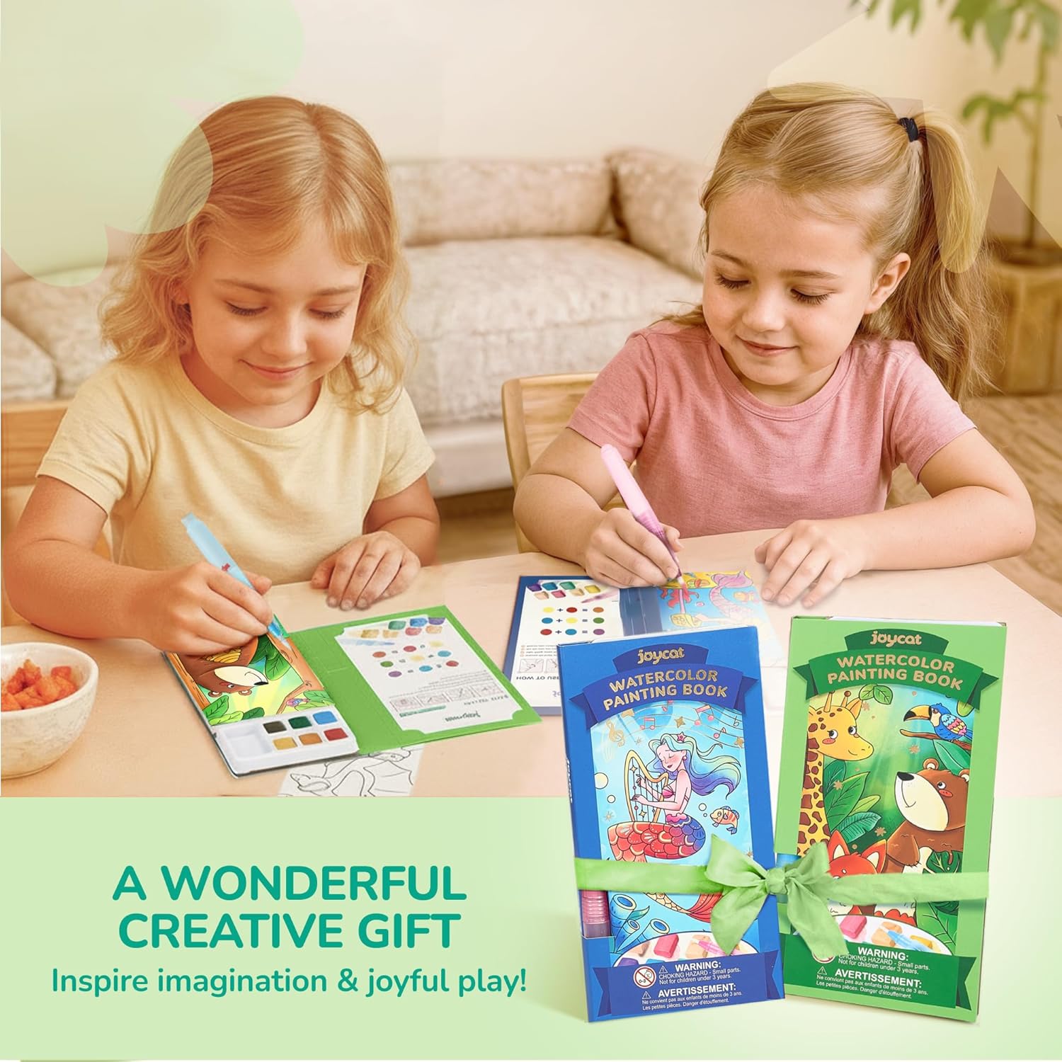 JoyCat 2 Pack Ocean Princess & Animals Paint with Water Coloring Books for Kids Ages 3-8