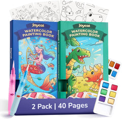 JoyCat 2 Pack Ocean Princess & Dinosaurs Paint with Water Coloring Books for Kids Ages 3-8
