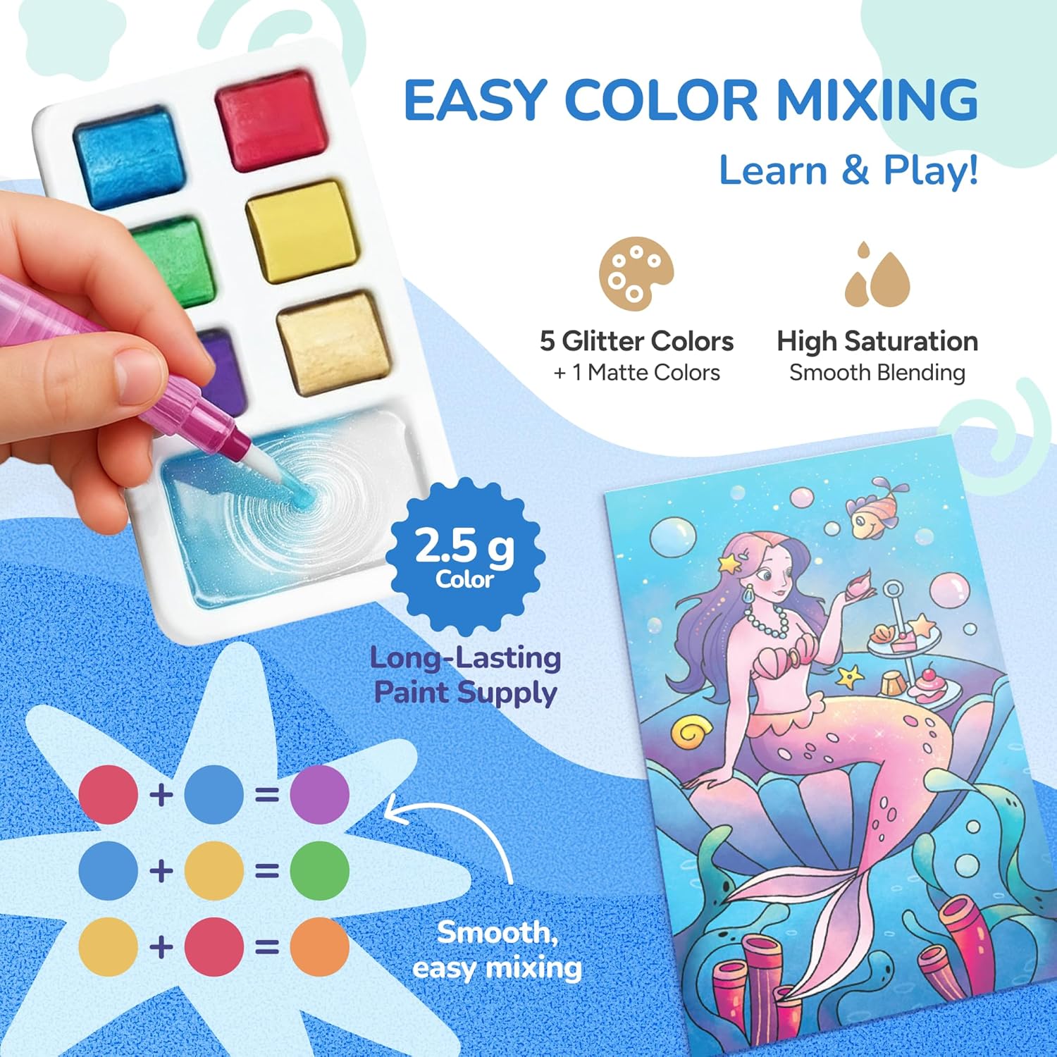 JoyCat 2 Pack Ocean Princess & Dinosaurs Paint with Water Coloring Books for Kids Ages 3-8