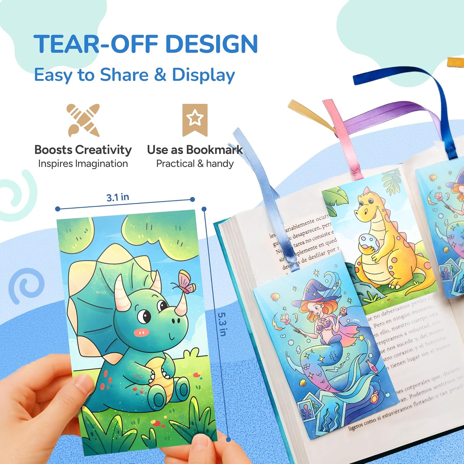 JoyCat 2 Pack Ocean Princess & Dinosaurs Paint with Water Coloring Books for Kids Ages 3-8