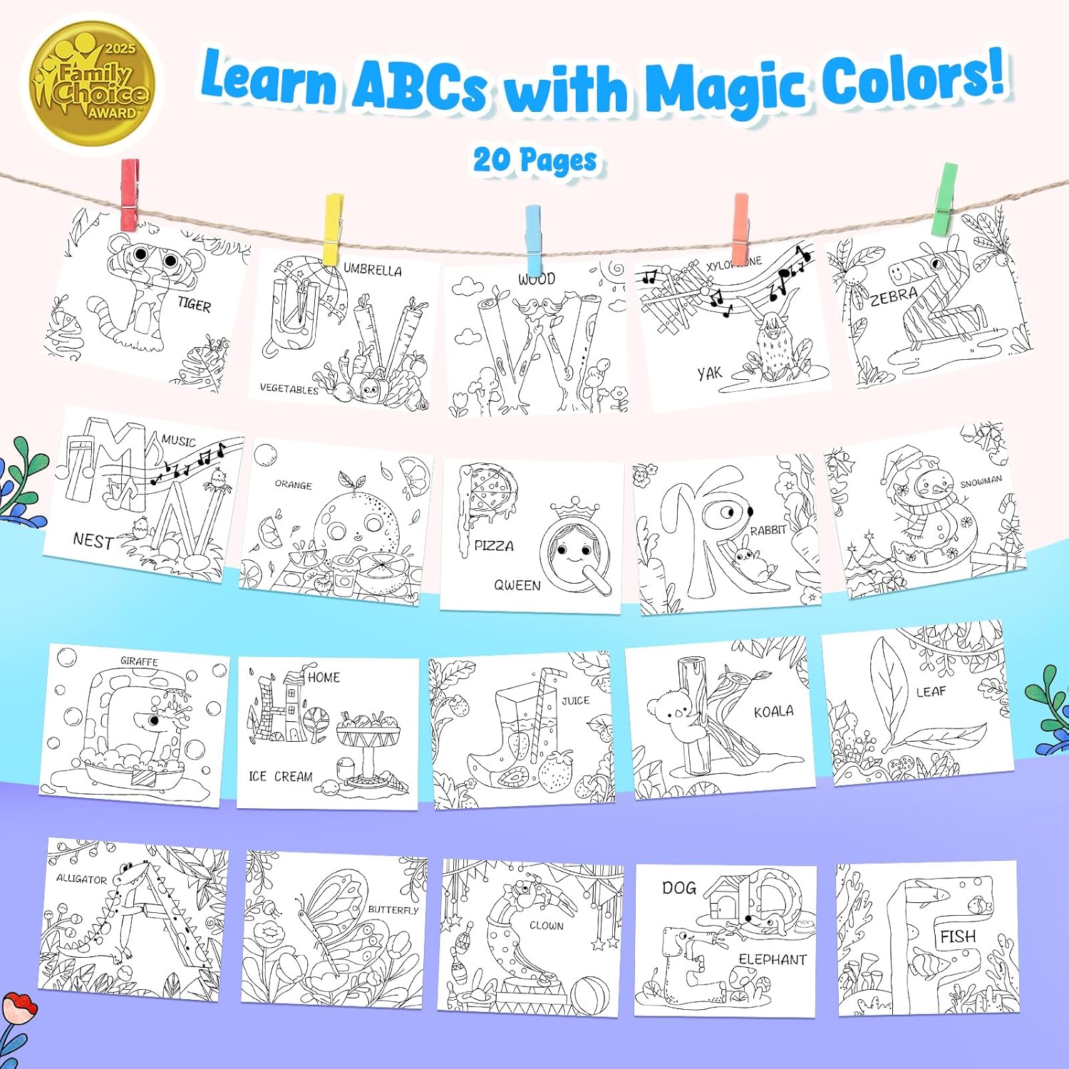 JoyCat Alphabet Paint with Water Coloring Book for Kids Ages 3-8