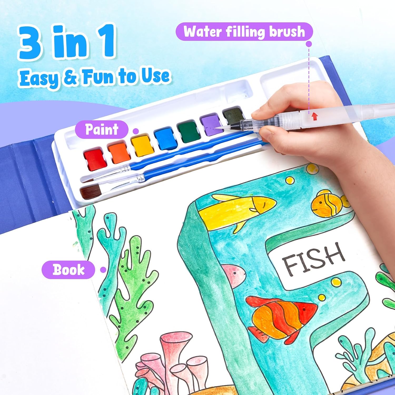 JoyCat Alphabet Paint with Water Coloring Book for Kids Ages 3-8