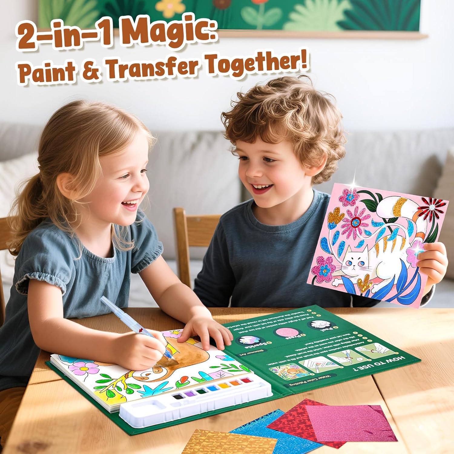 JoyCat Animals 2-in-1 Paint with Water Craft Book for Kids Ages 4-8