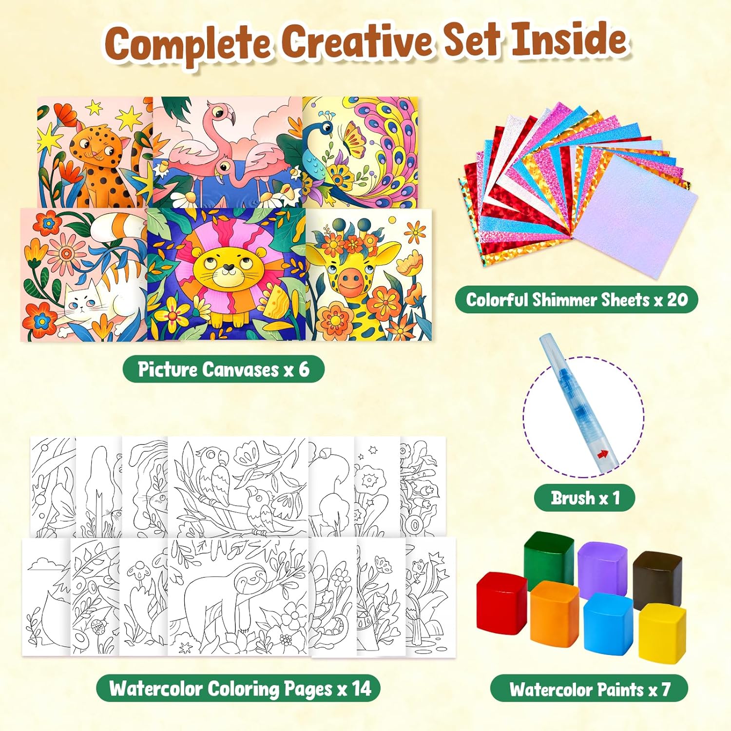 JoyCat Animals 2-in-1 Paint with Water Craft Book for Kids Ages 4-8