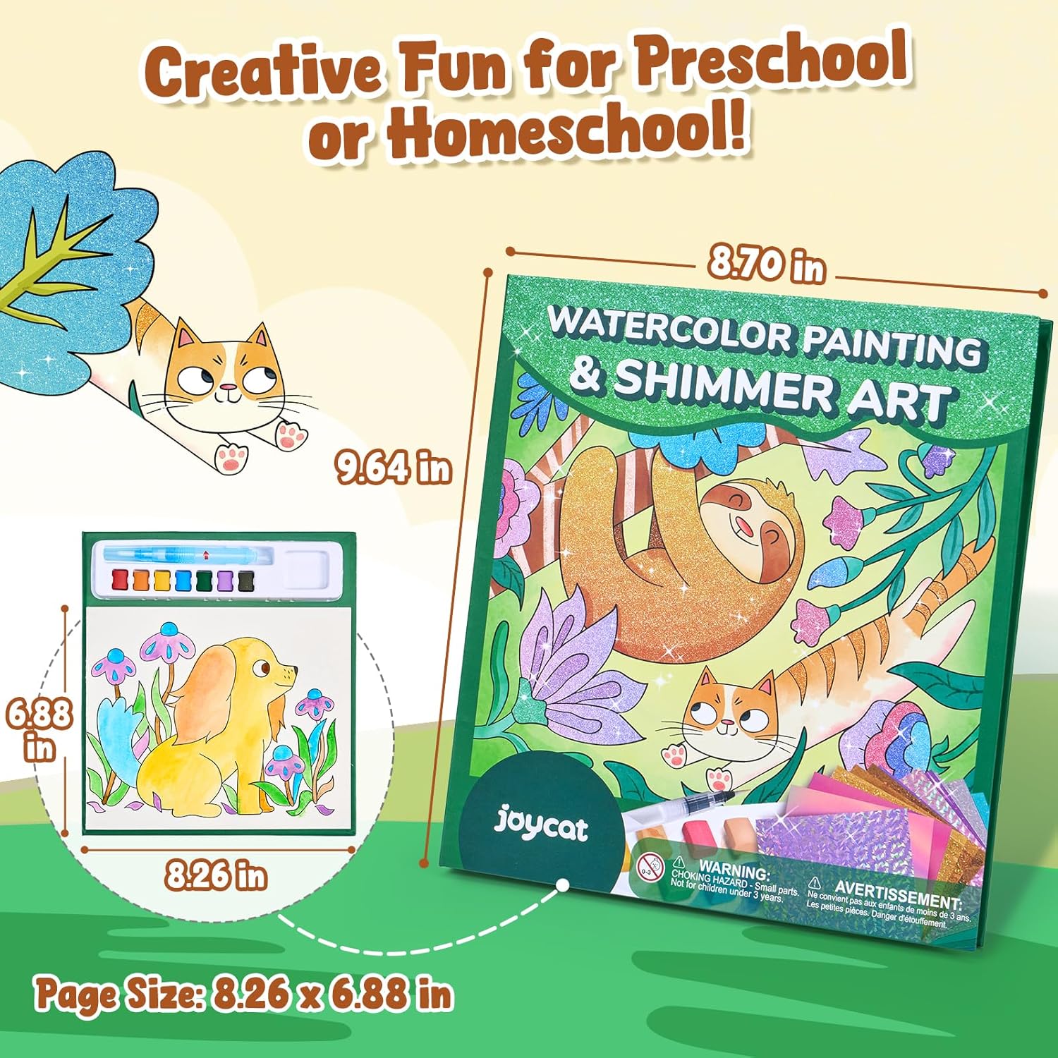 JoyCat Animals 2-in-1 Paint with Water Craft Book for Kids Ages 4-8