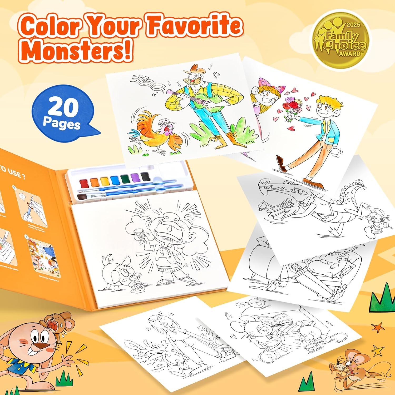 JoyCat Comics Paint with Water Coloring Book for Kids Ages 3-8