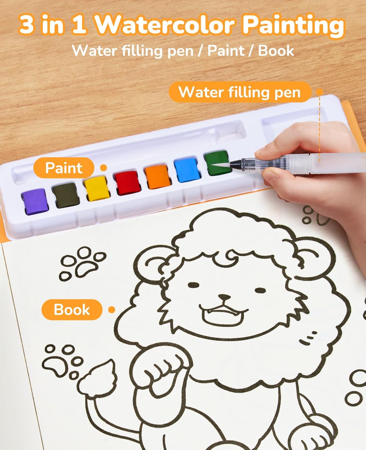 JoyCat Common Knowledge Paint with Water Coloring Book for Kids Ages 3-8