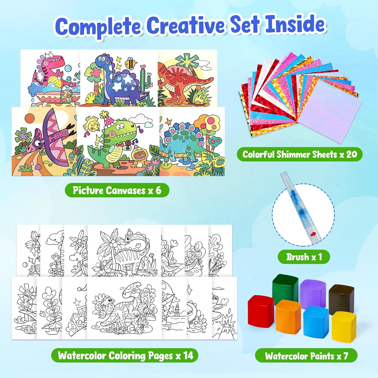 JoyCat Dinosaurs 2-in-1 Paint with Water Craft Book for Kids Ages 4-8