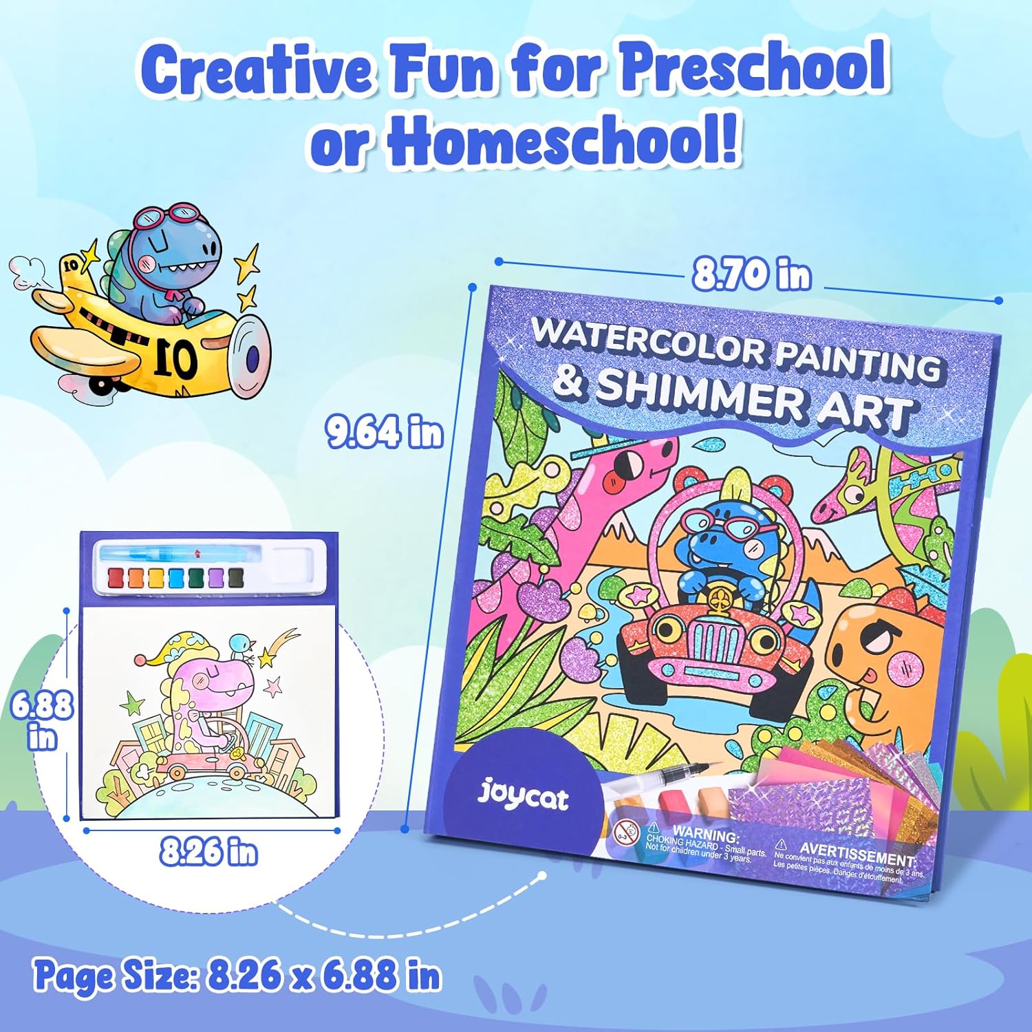 JoyCat Dinosaurs 2-in-1 Paint with Water Craft Book for Kids Ages 4-8