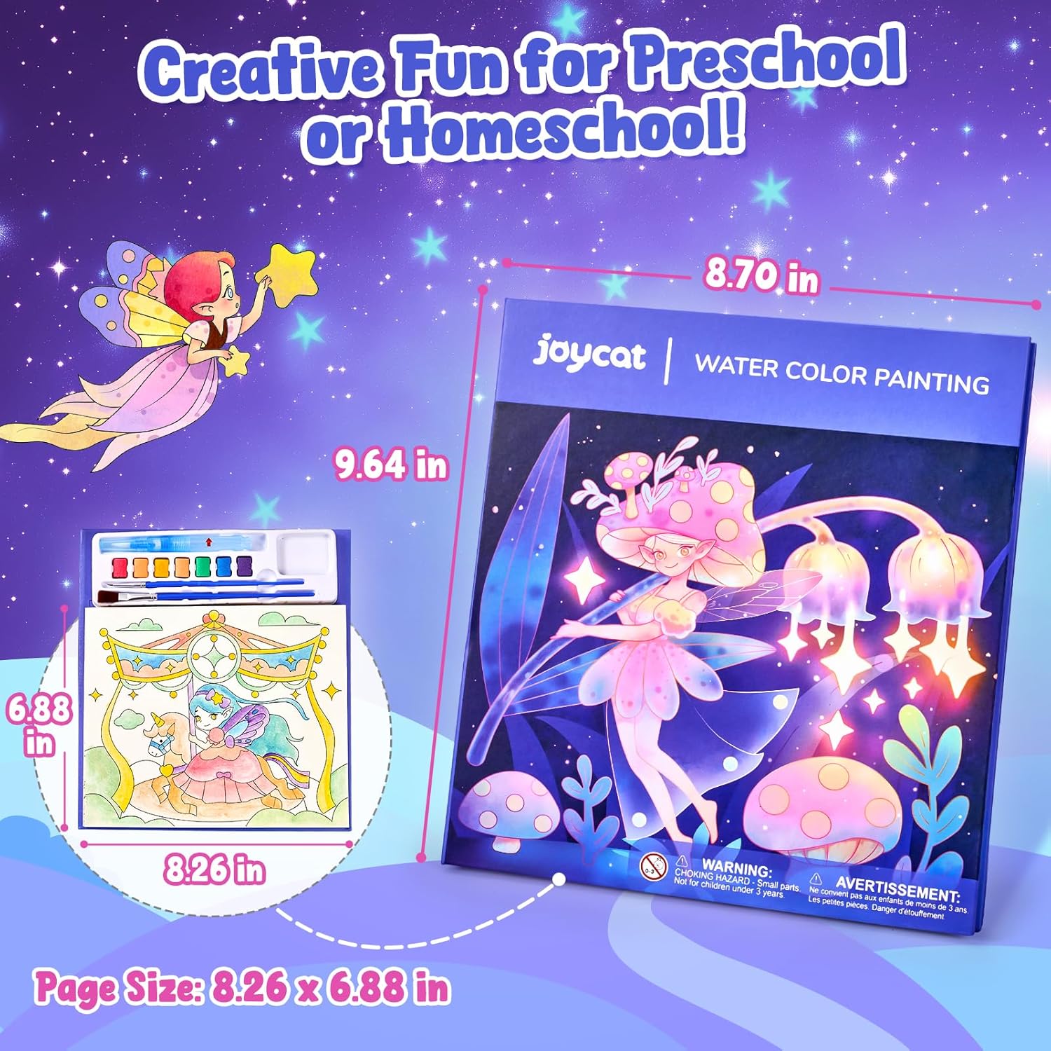 JoyCat Elf Friends Paint with Water Coloring Book for Kids Ages 3-8