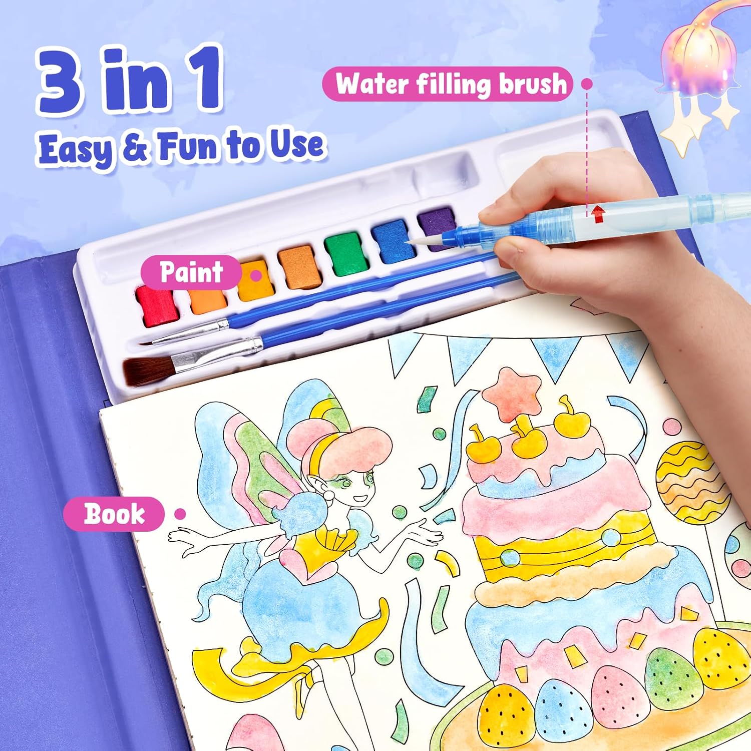 JoyCat Elf Friends Paint with Water Coloring Book for Kids Ages 3-8