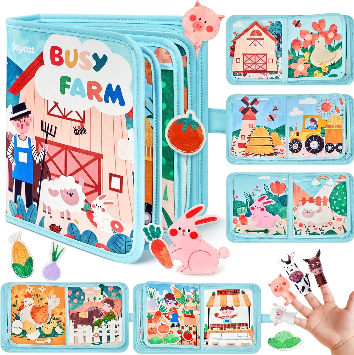JoyCat Farm Busy Book, 21-in-1 Montessori Travel Quiet Toy