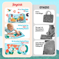 JoyCat Farm Busy Book, 21-in-1 Montessori Travel Quiet Toy