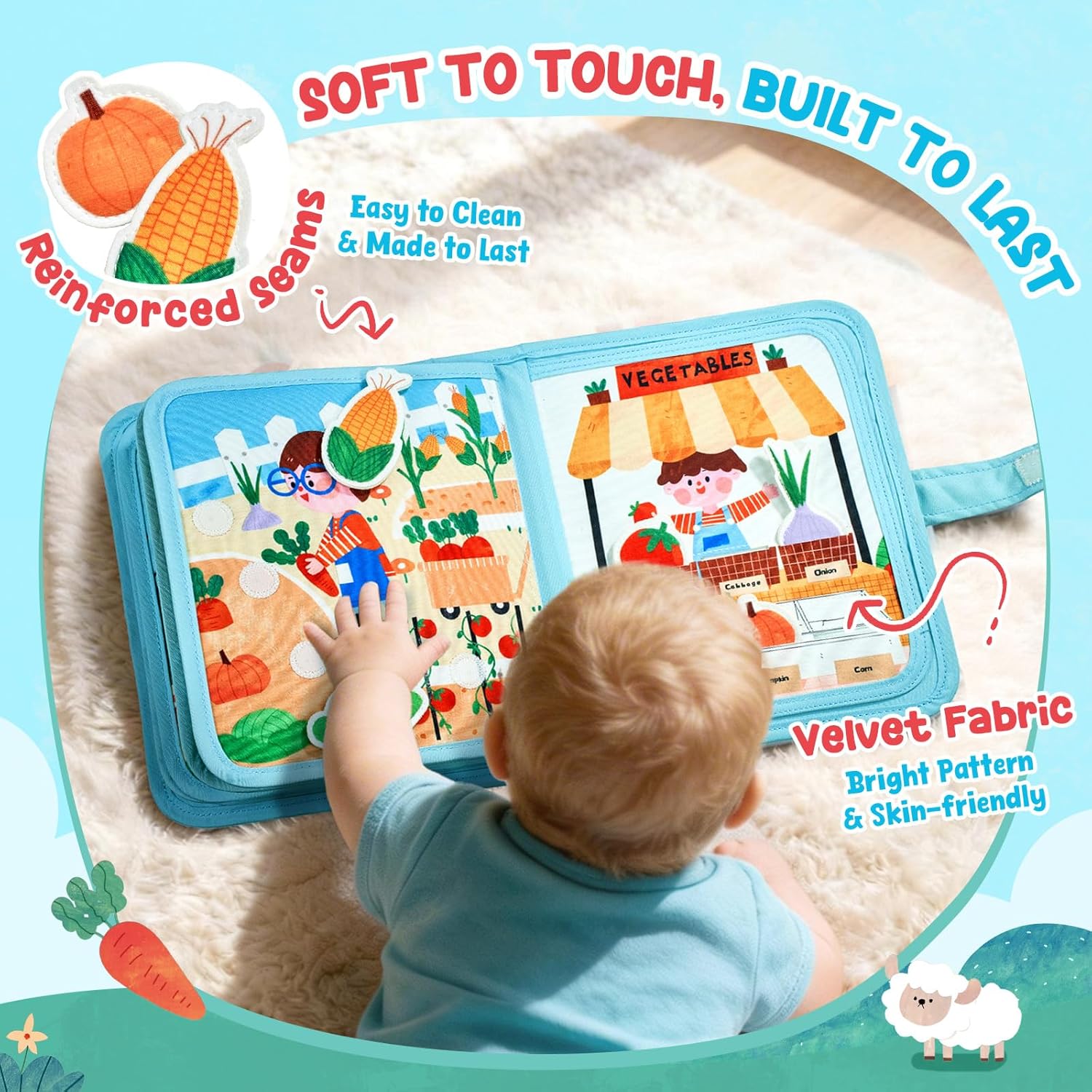 JoyCat Farm Busy Book, 21-in-1 Montessori Travel Quiet Toy