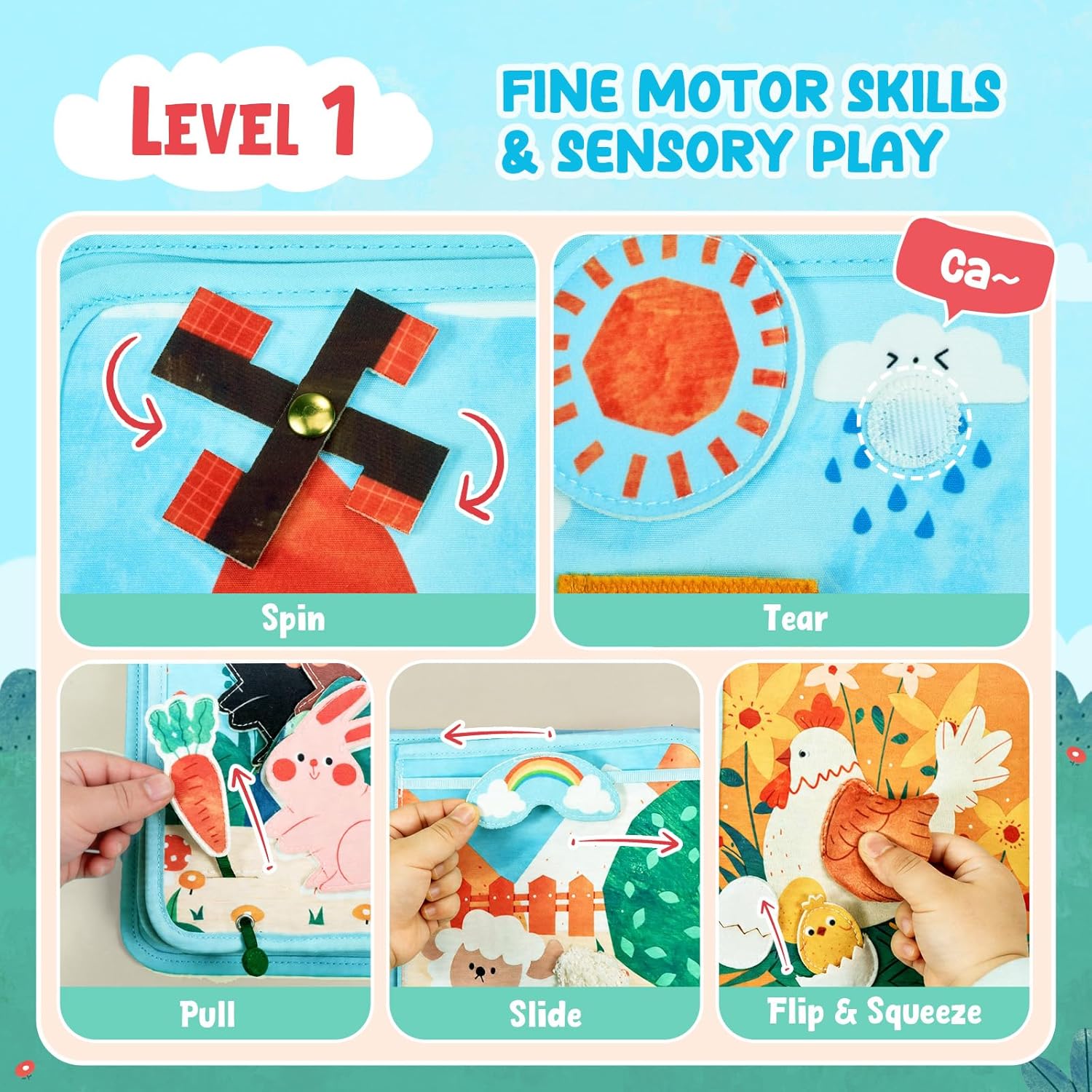 JoyCat Farm Busy Book, 21-in-1 Montessori Travel Quiet Toy