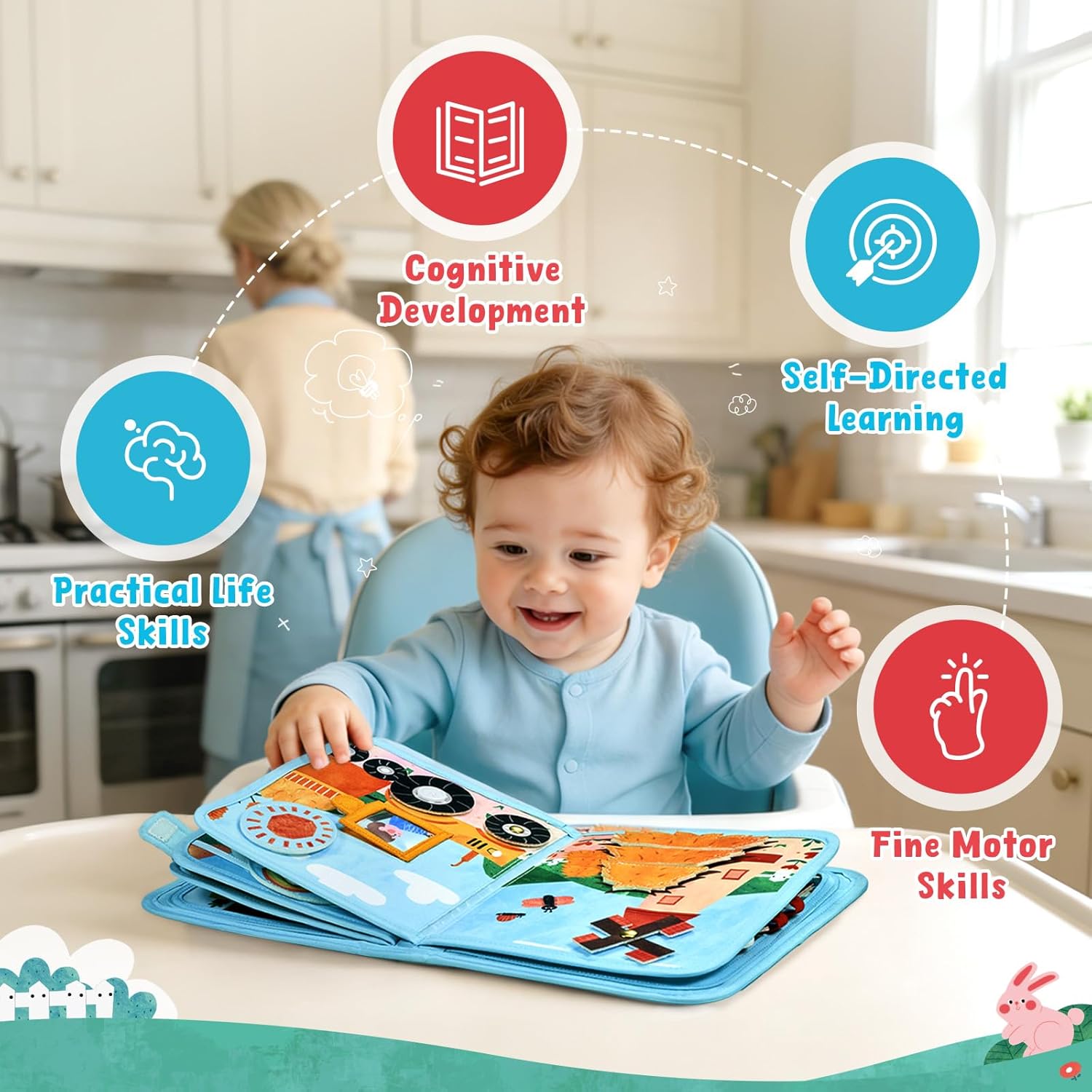 JoyCat Farm Busy Book, 21-in-1 Montessori Travel Quiet Toy