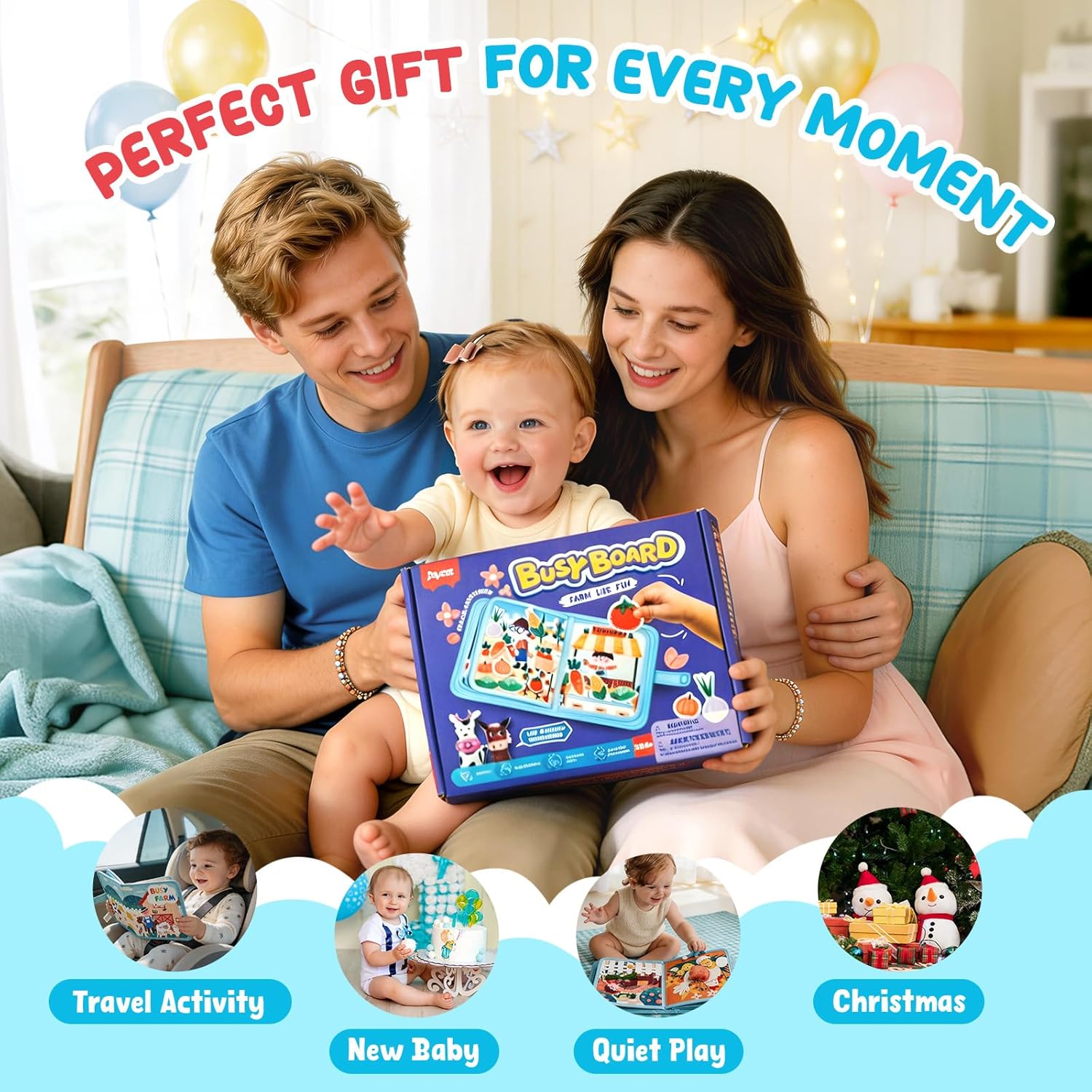 JoyCat Farm Busy Book, 21-in-1 Montessori Travel Quiet Toy