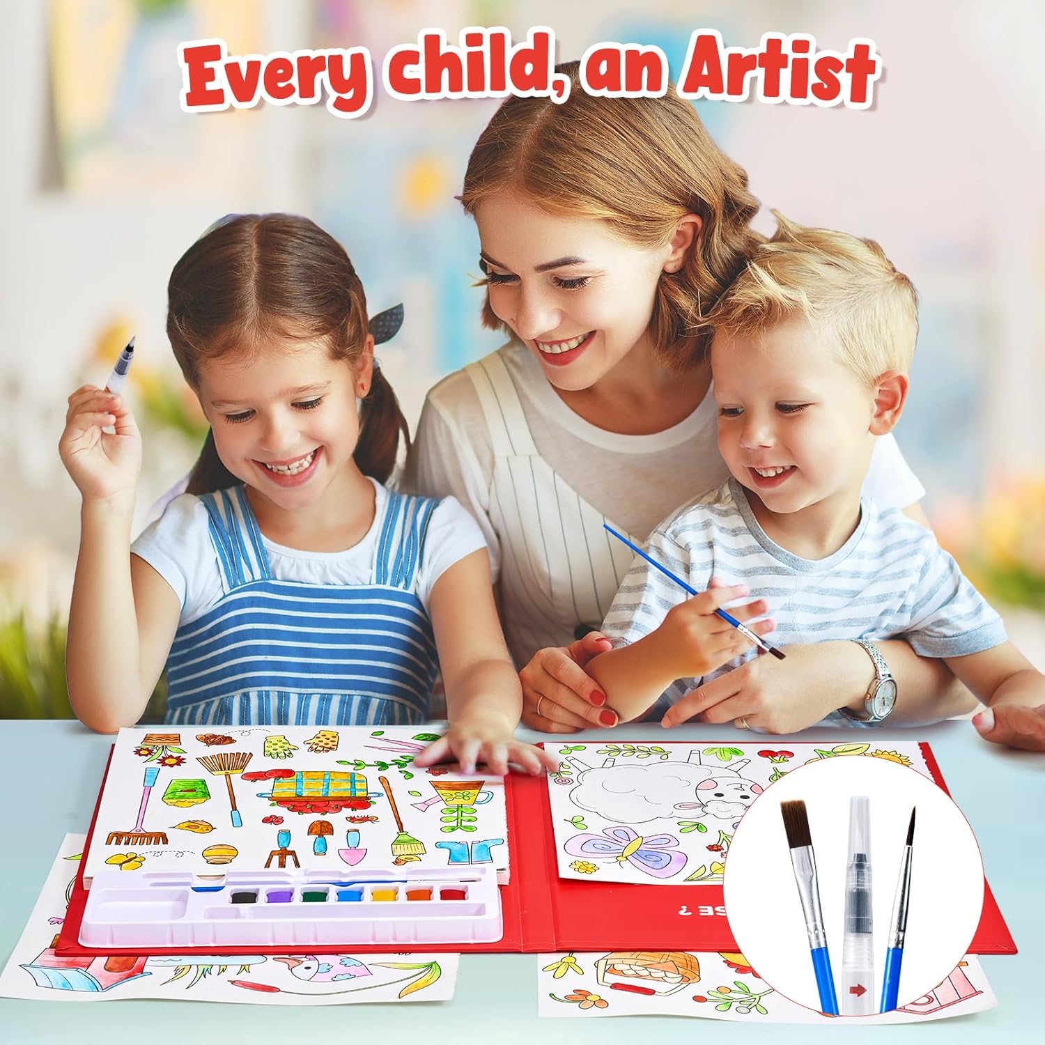 JoyCat Farm Paint with Water Coloring Book for Kids Ages 3-8