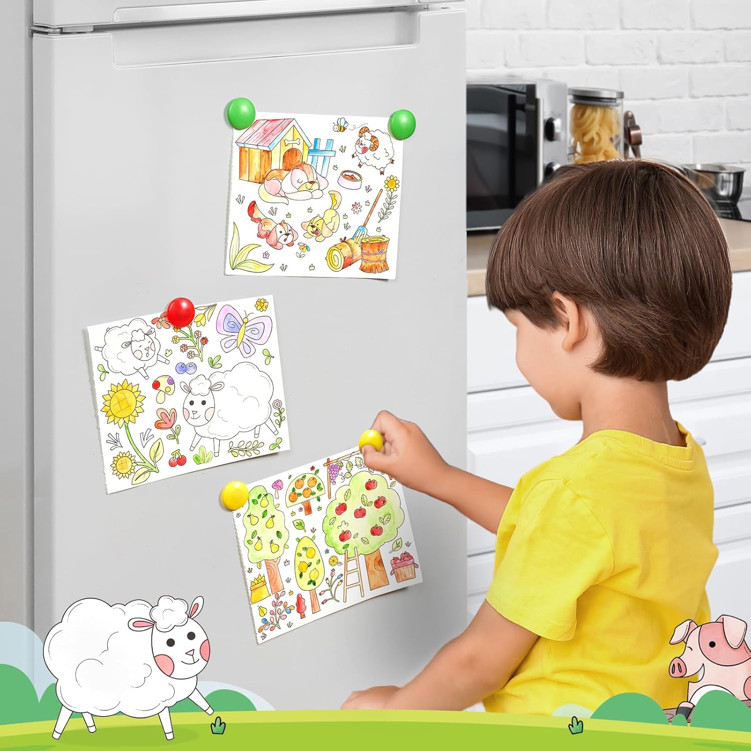 JoyCat Farm Paint with Water Coloring Book for Kids Ages 3-8