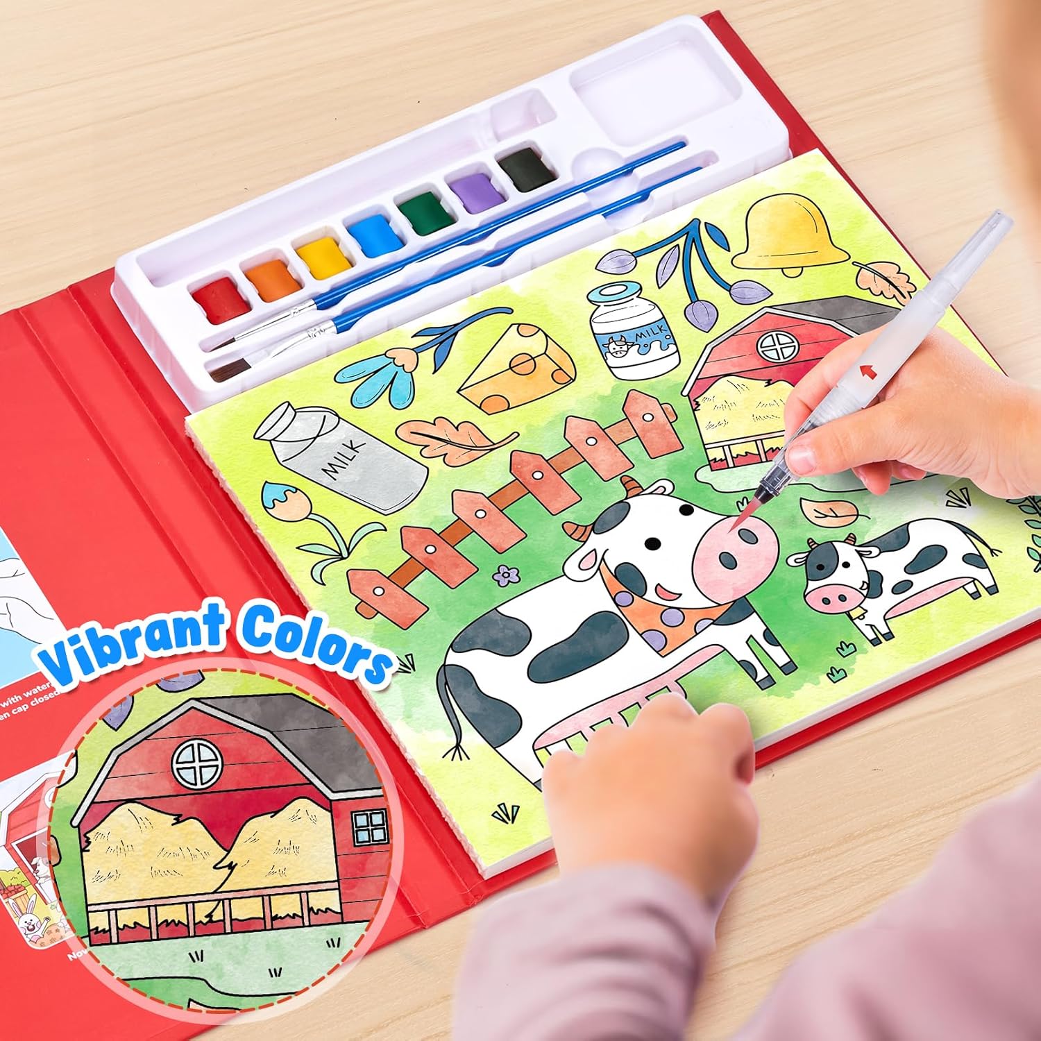 JoyCat Farm Paint with Water Coloring Book for Kids Ages 3-8