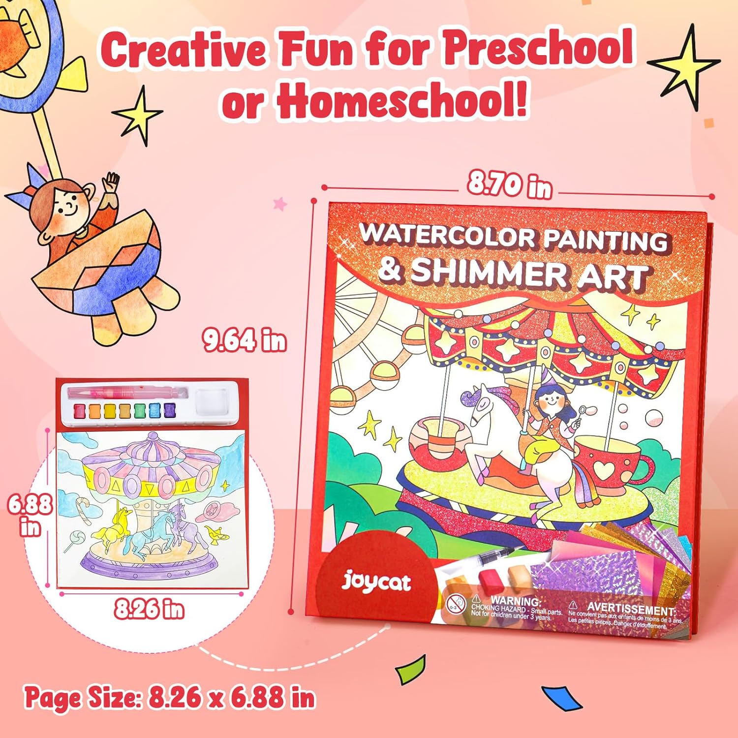 JoyCat Funfair 2-in-1 Paint with Water Craft Book for Kids Ages 4-8