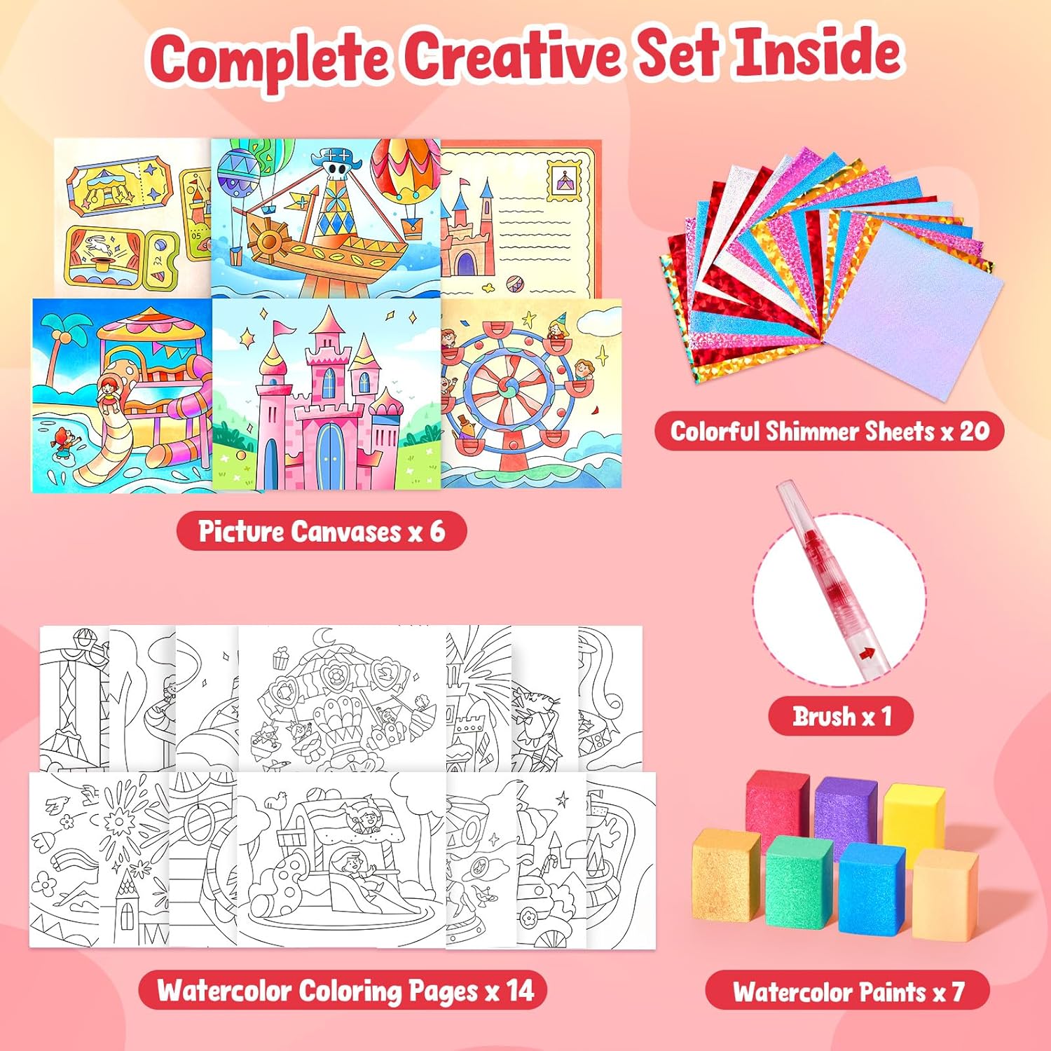 JoyCat Funfair 2-in-1 Paint with Water Craft Book for Kids Ages 4-8