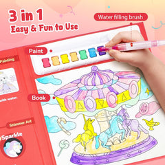 JoyCat Funfair 2-in-1 Paint with Water Craft Book for Kids Ages 4-8