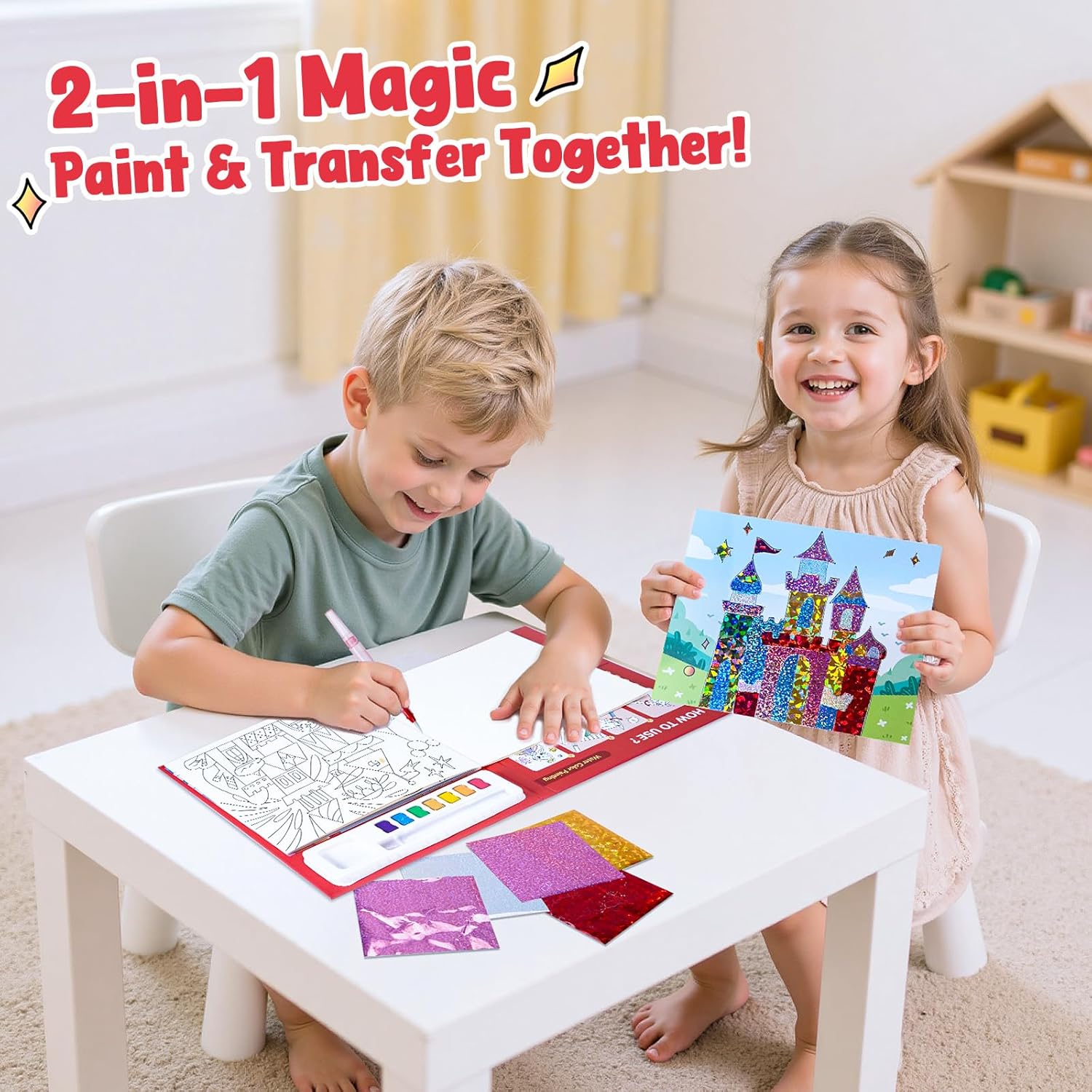 JoyCat Funfair 2-in-1 Paint with Water Craft Book for Kids Ages 4-8